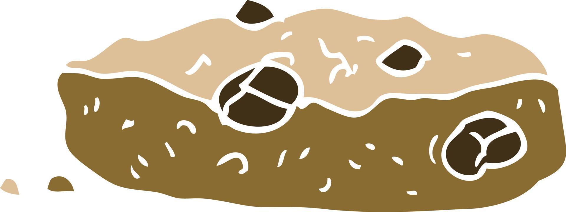 cartoon doodle choclate chip cookie vector