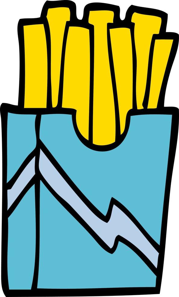 caricatura, garabato, comida rápida, papas fritas vector