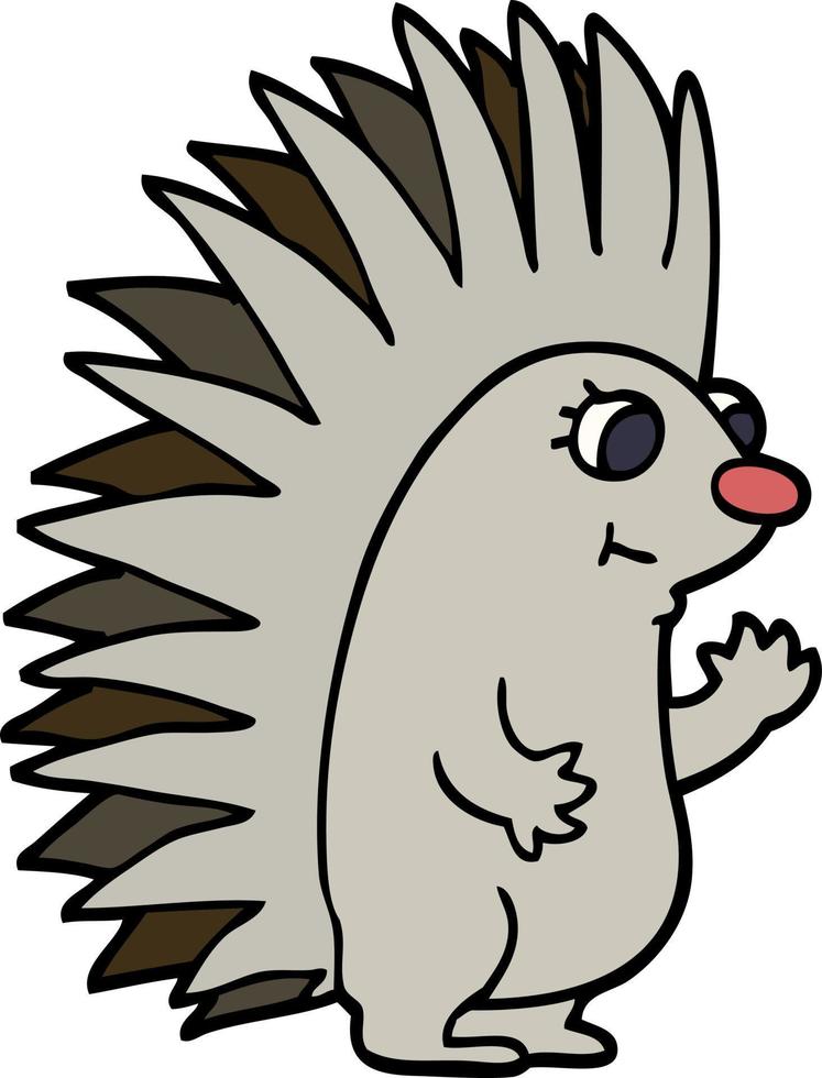 cartoon doodle spiky hedgehog vector