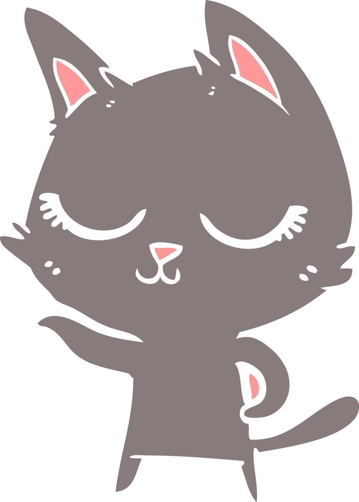 calm flat color style cartoon cat vector