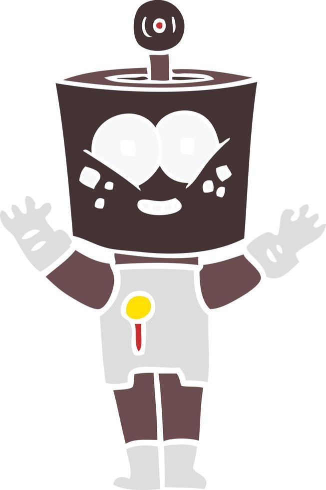 happy flat color style cartoon robot vector