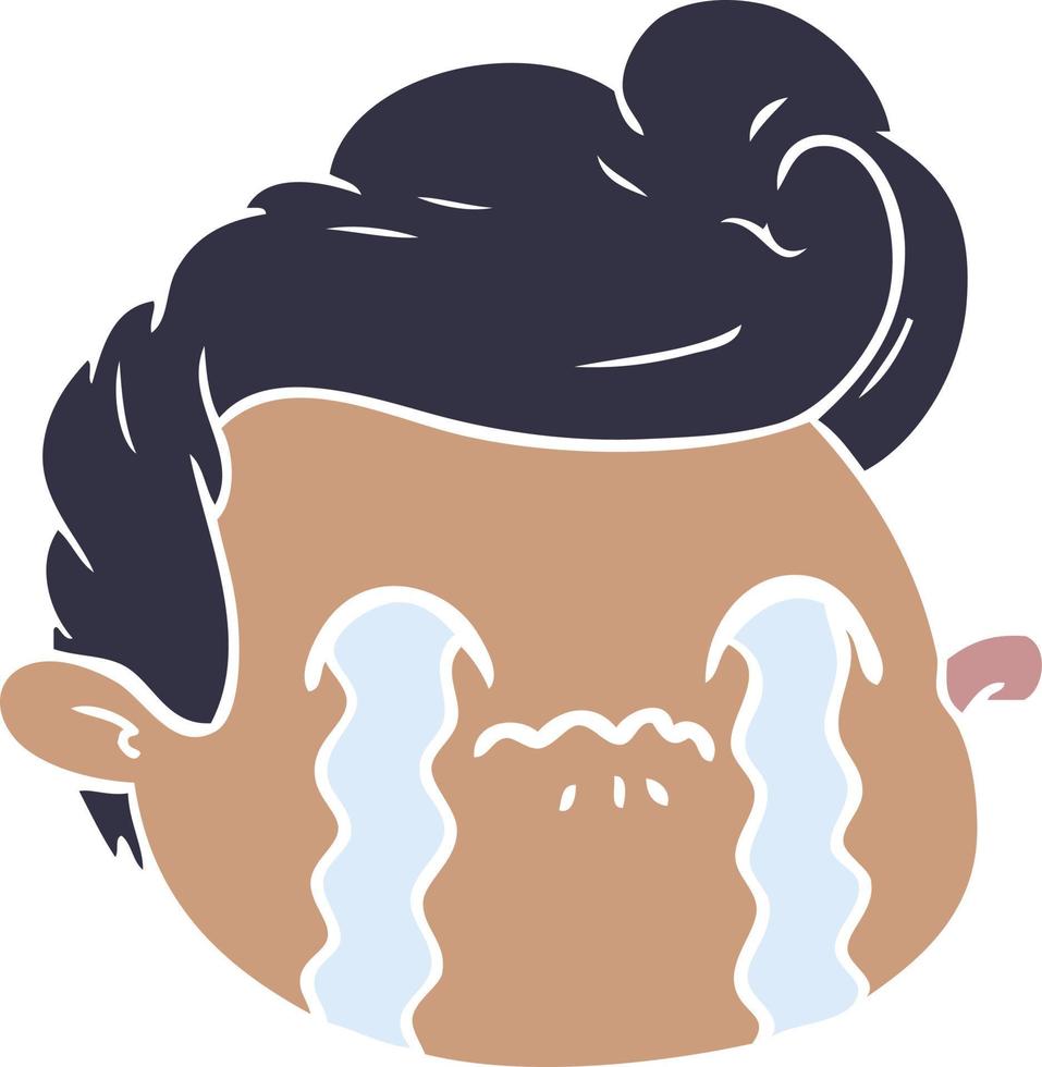 flat color style cartoon crying boy vector