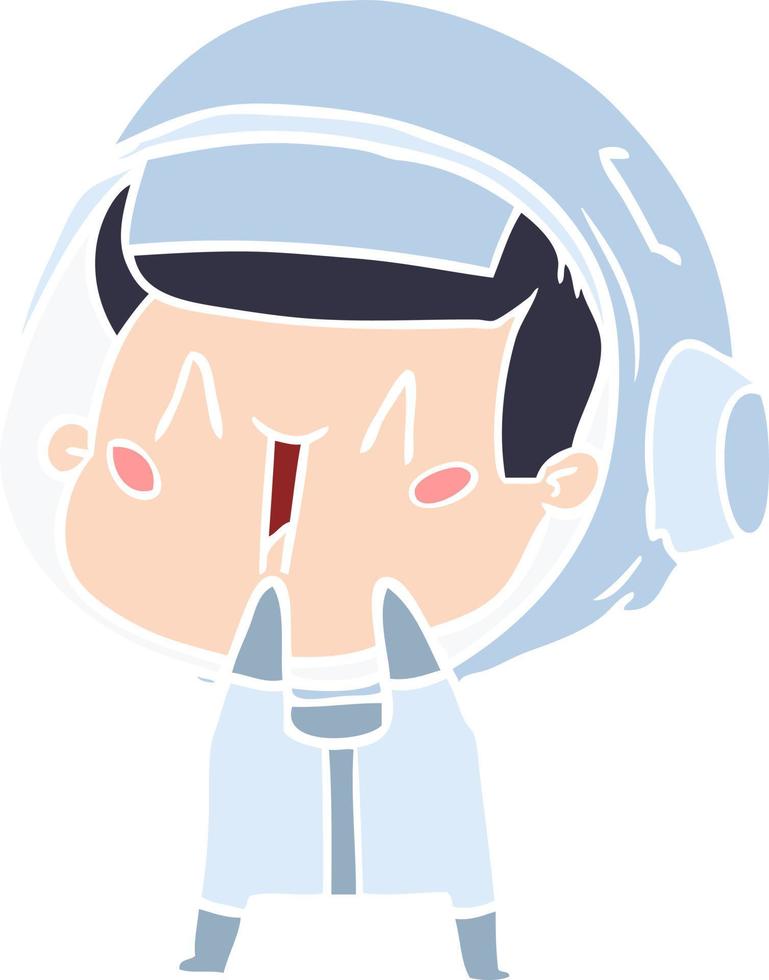 happy flat color style cartoon astronaut vector