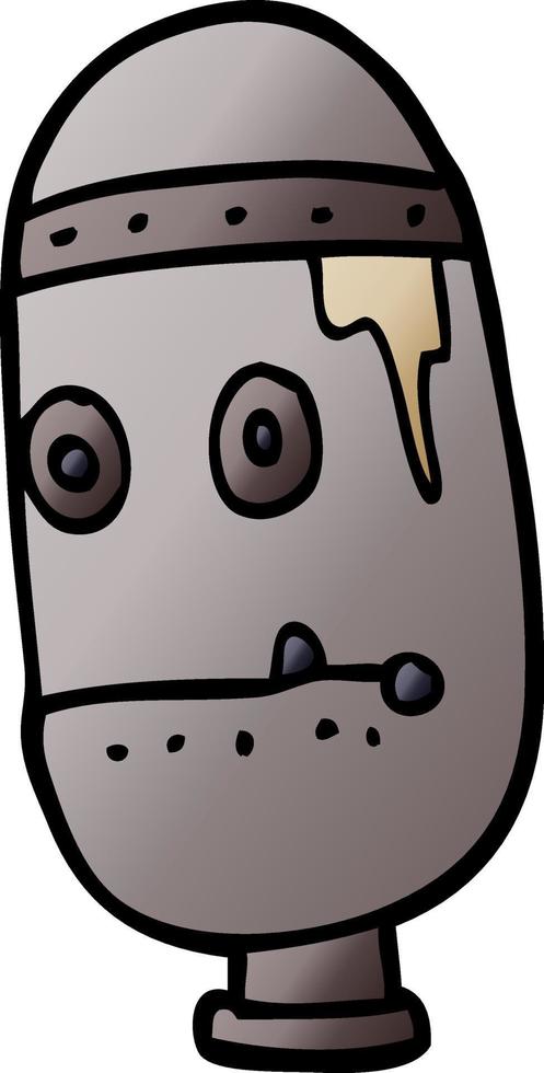 cartoon doodle retro robot head vector