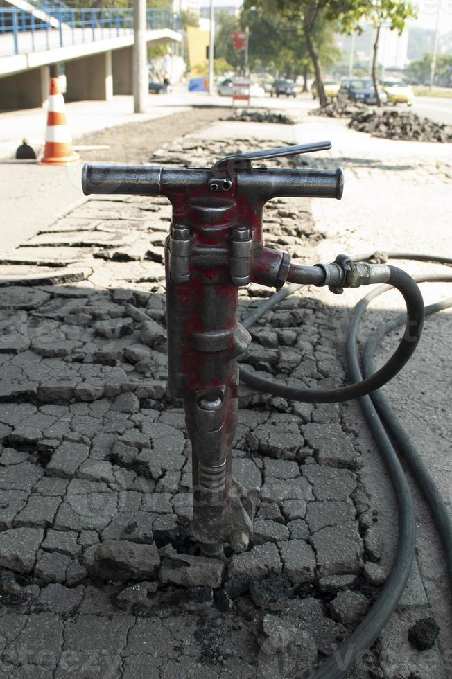 air hammer stopped at a street construction. photo