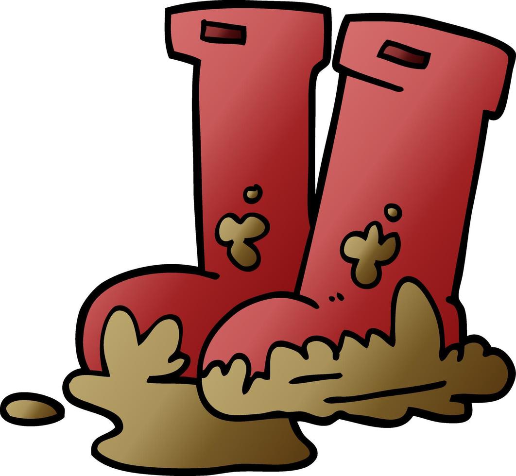 cartoon doodle muddy boots vector