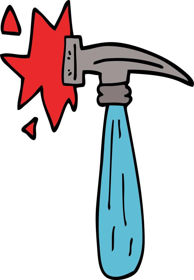 cartoon doodle hammer banging vector