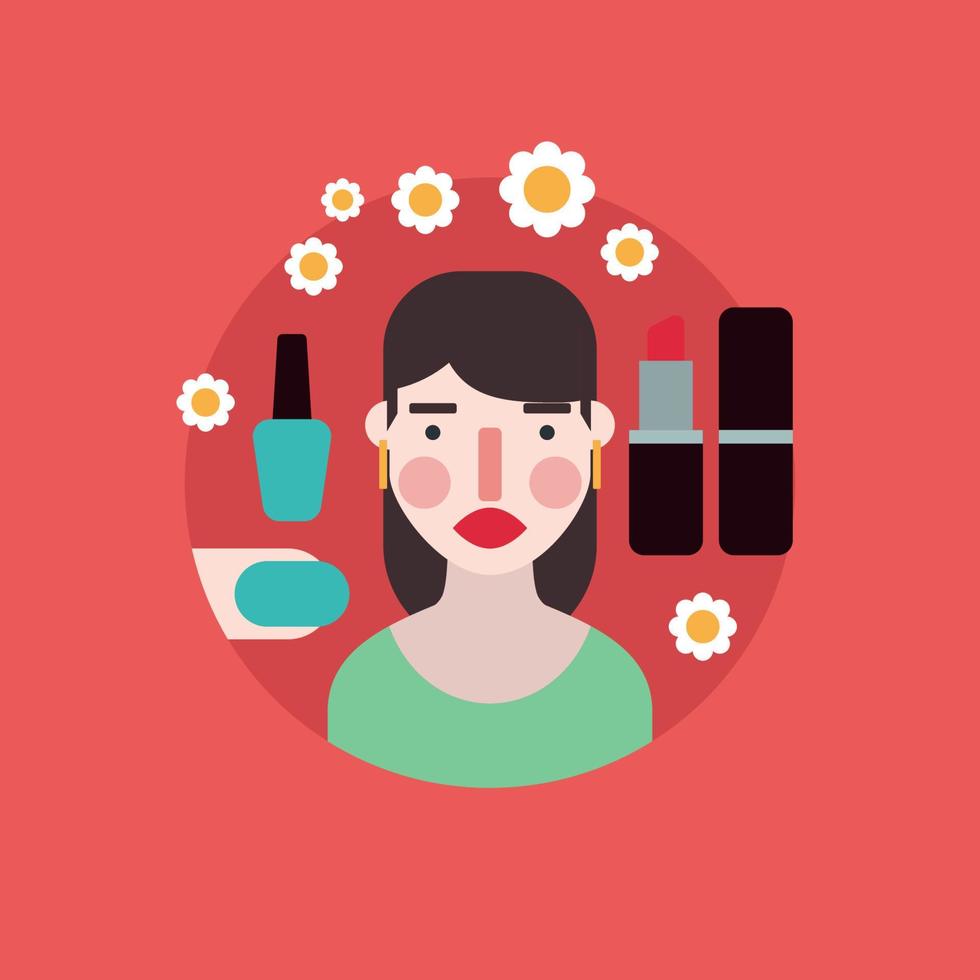 Woman Painting her Nails vector