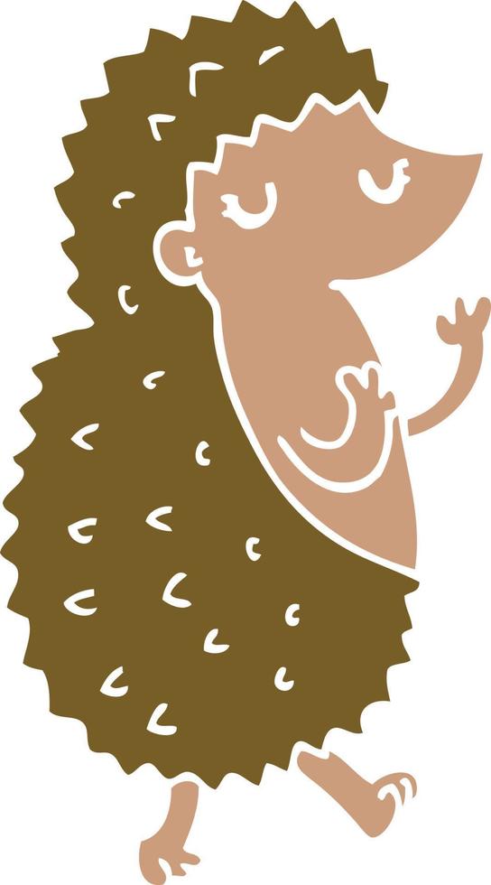 flat color style cartoon hedgehog vector