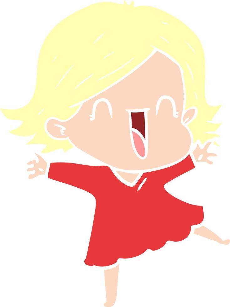 flat color style cartoon laughing woman vector