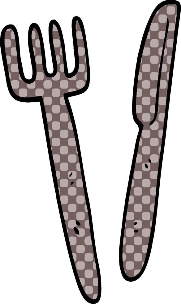 cartoon doodle knife and fork vector