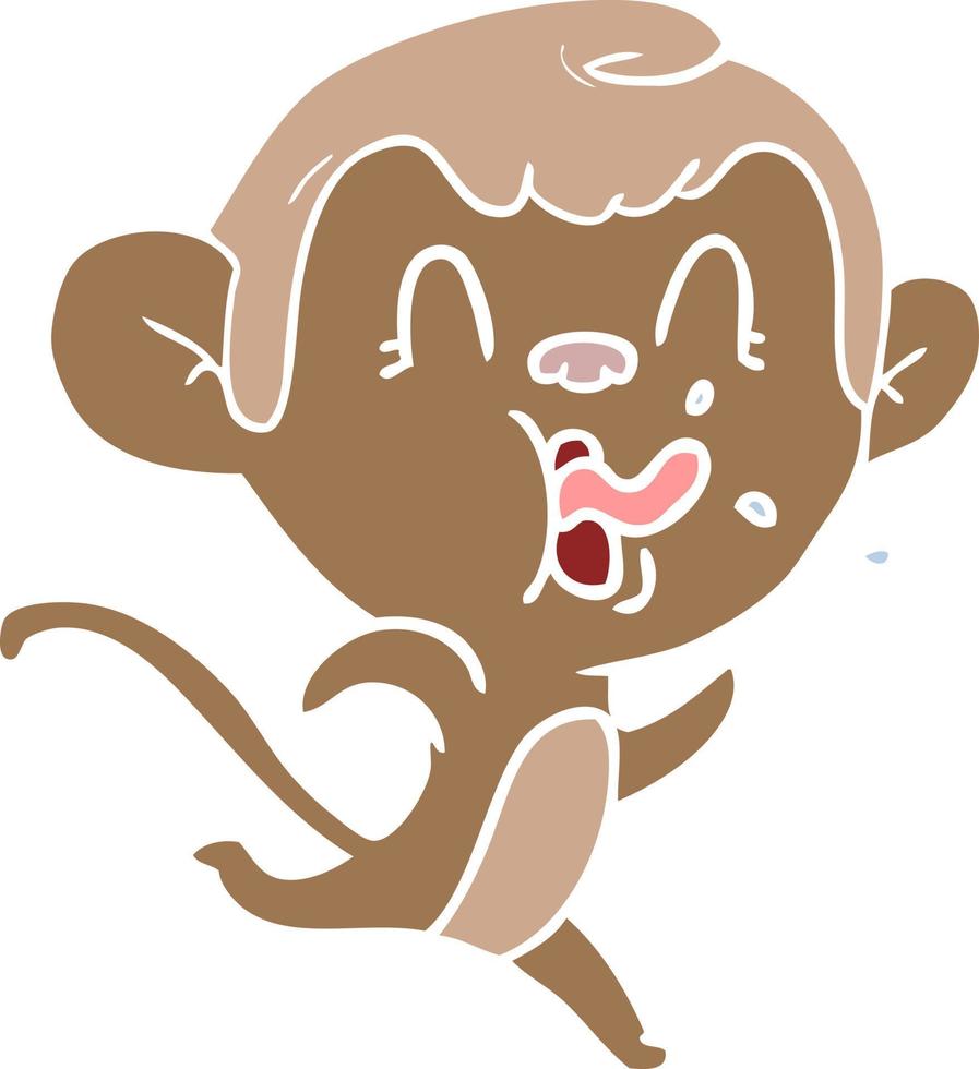 crazy flat color style cartoon monkey vector