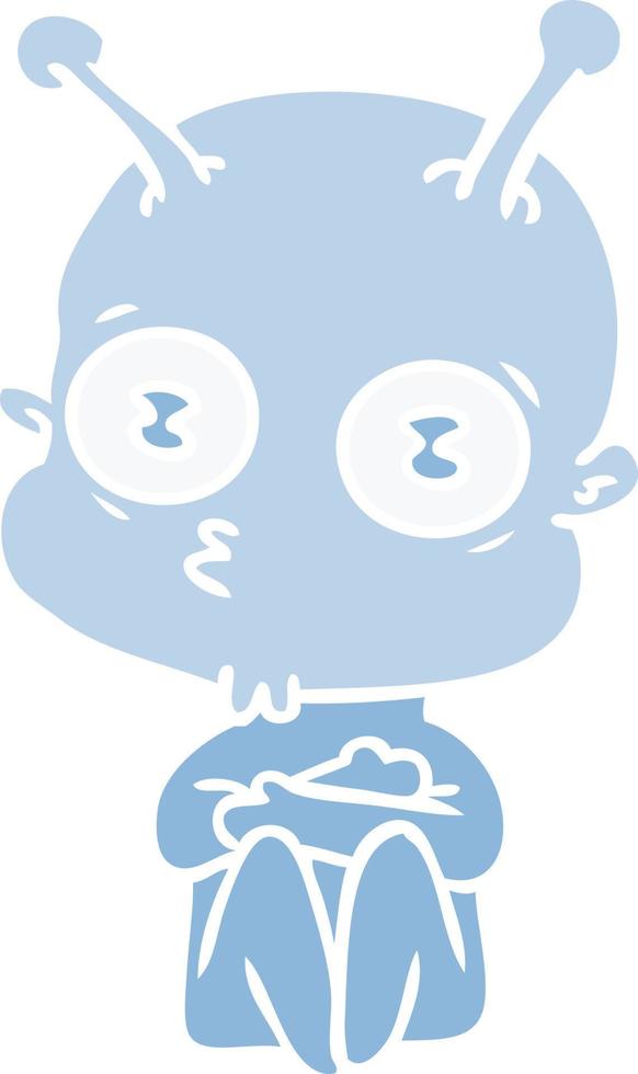 flat color style cartoon weird bald spaceman vector