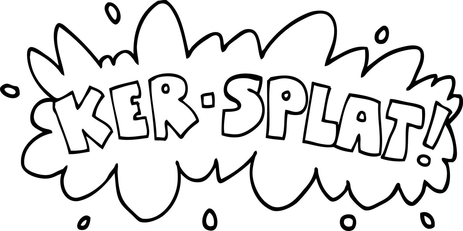 line drawing cartoon words ker splat vector