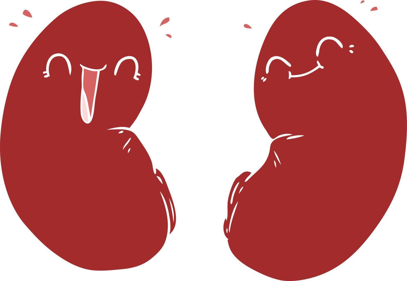 flat color style cartoon happy kidneys vector