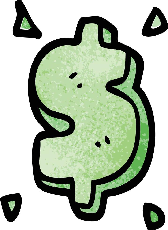 cartoon doodle dollar sign vector