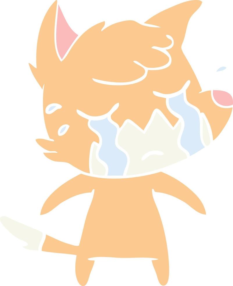 crying fox flat color style cartoon vector