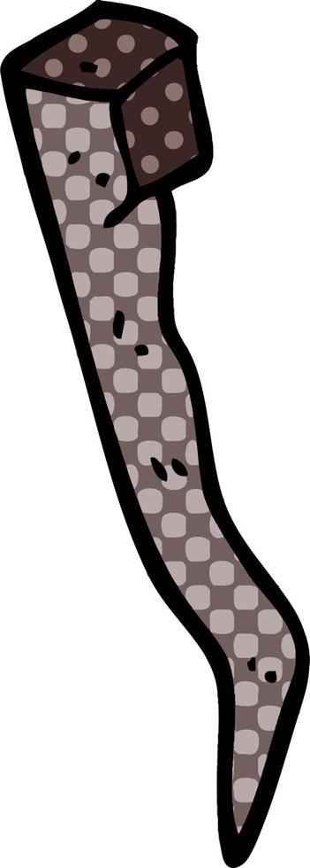 cartoon doodle old bent iron nail vector