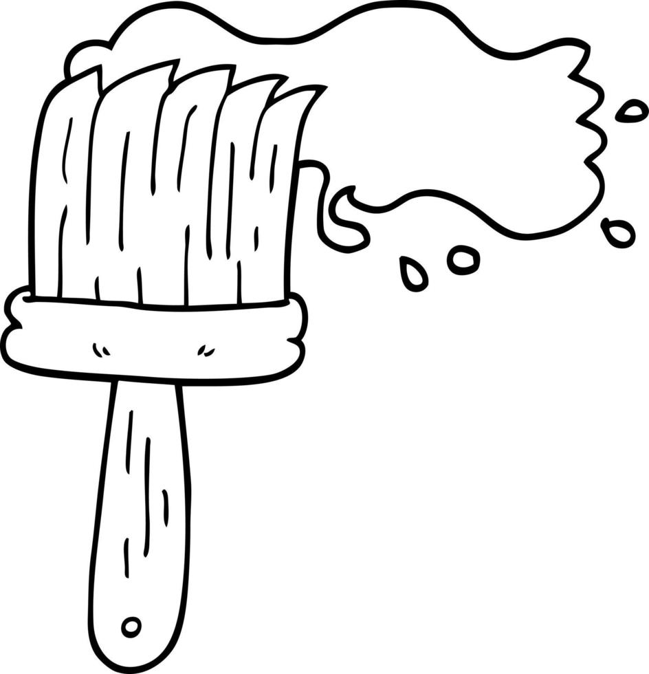 line drawing cartoon paint brush vector