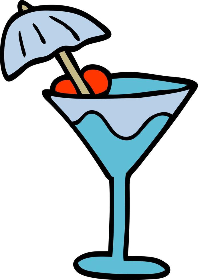 cartoon doodle martini drink vector