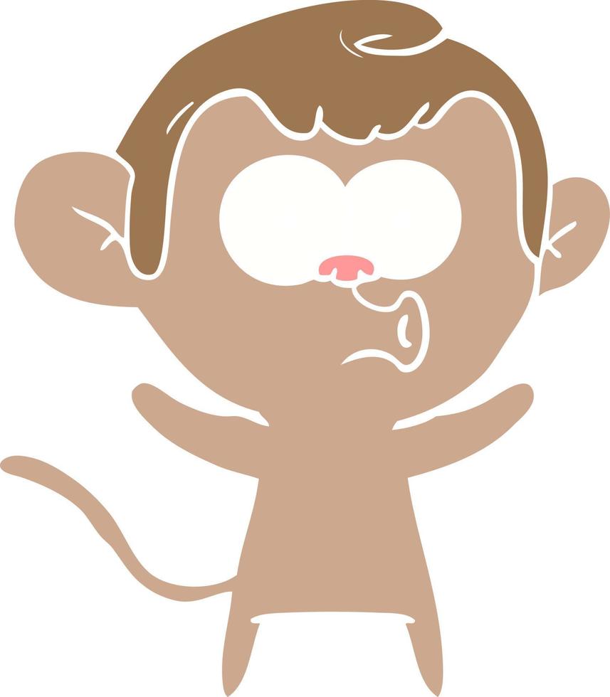 flat color style cartoon surprised monkey vector