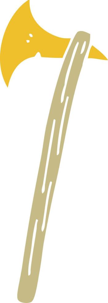 cartoon doodle golden large axe vector