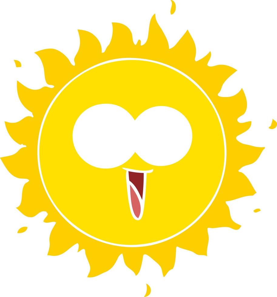 happy flat color style cartoon sun vector