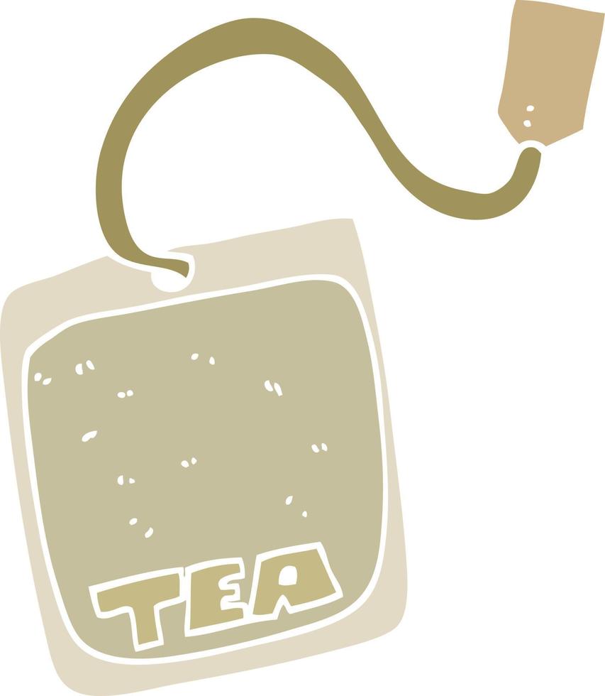 flat color style cartoon tea bag vector