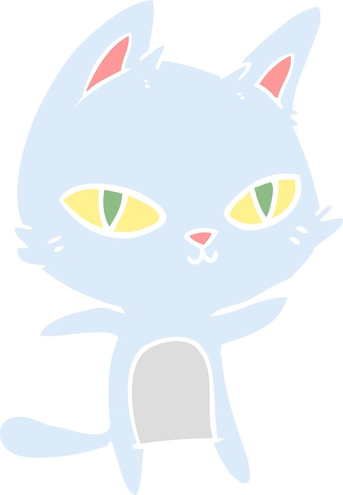 flat color style cartoon cat staring vector