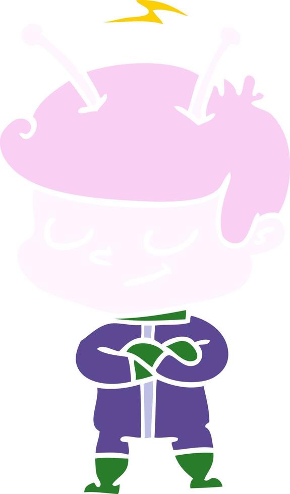 friendly flat color style cartoon spaceman vector