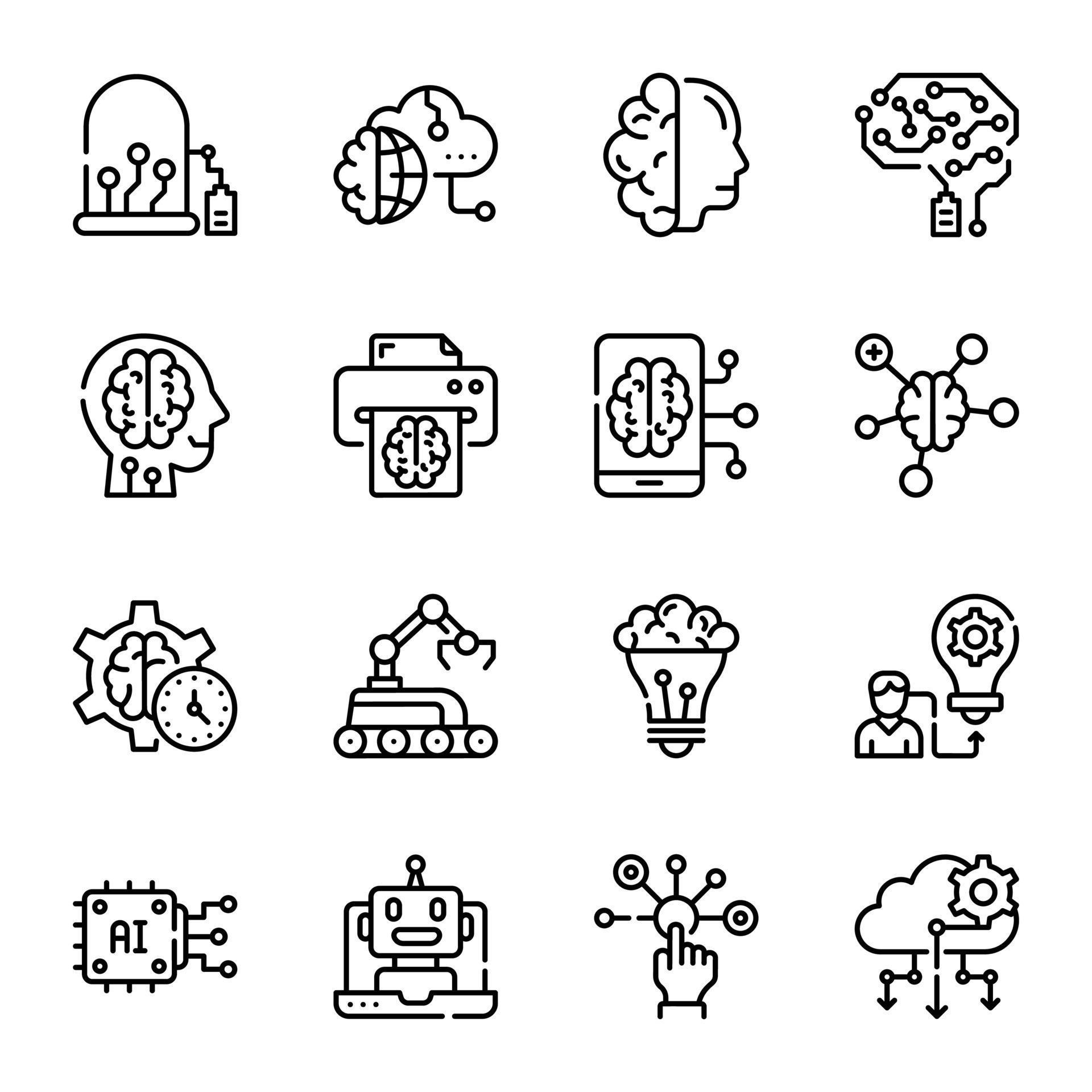 Collection of AI Outline Icons 12192451 Vector Art at Vecteezy