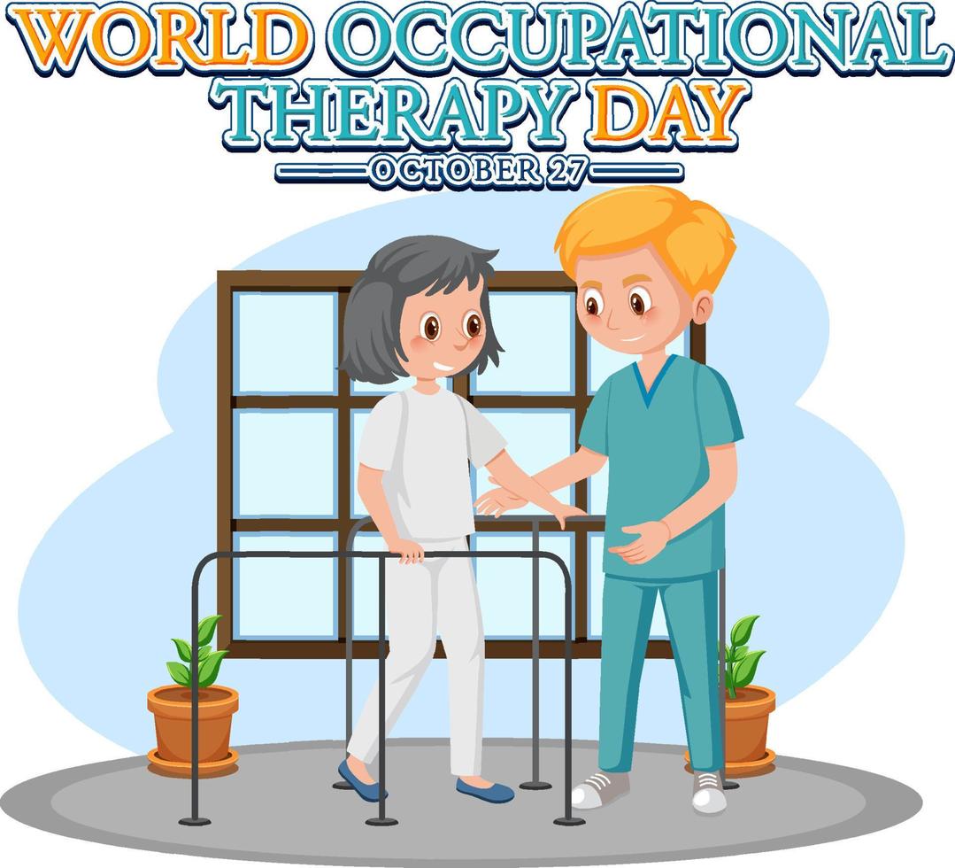 World occupational therapy day text design vector