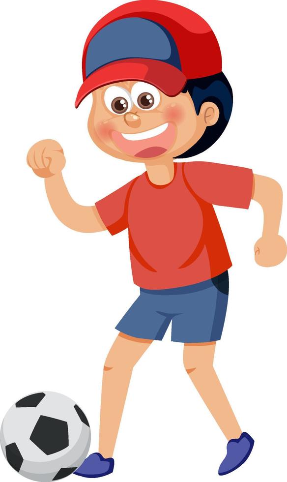 A boy playing football cartoon character vector