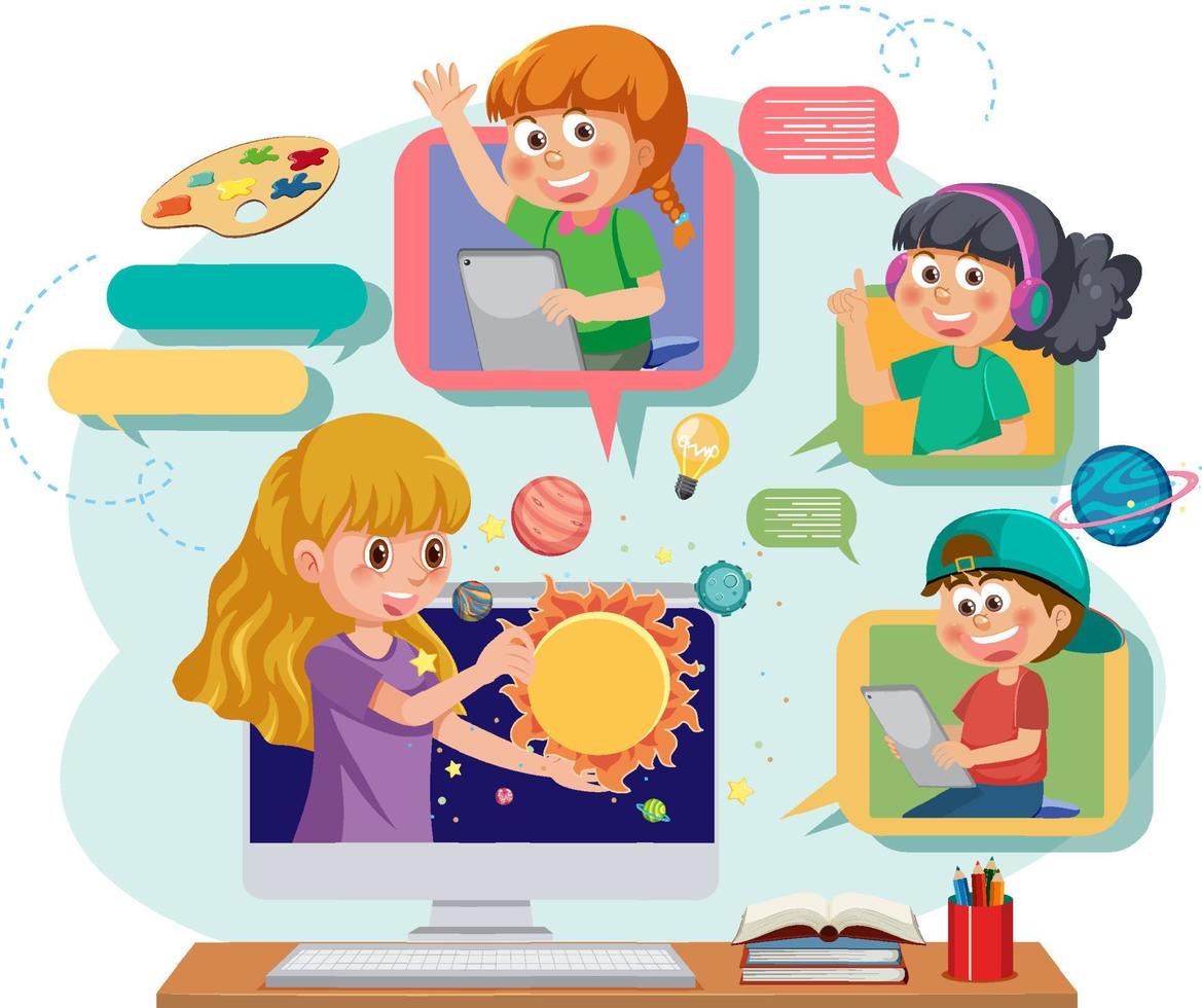 Social media kids vector