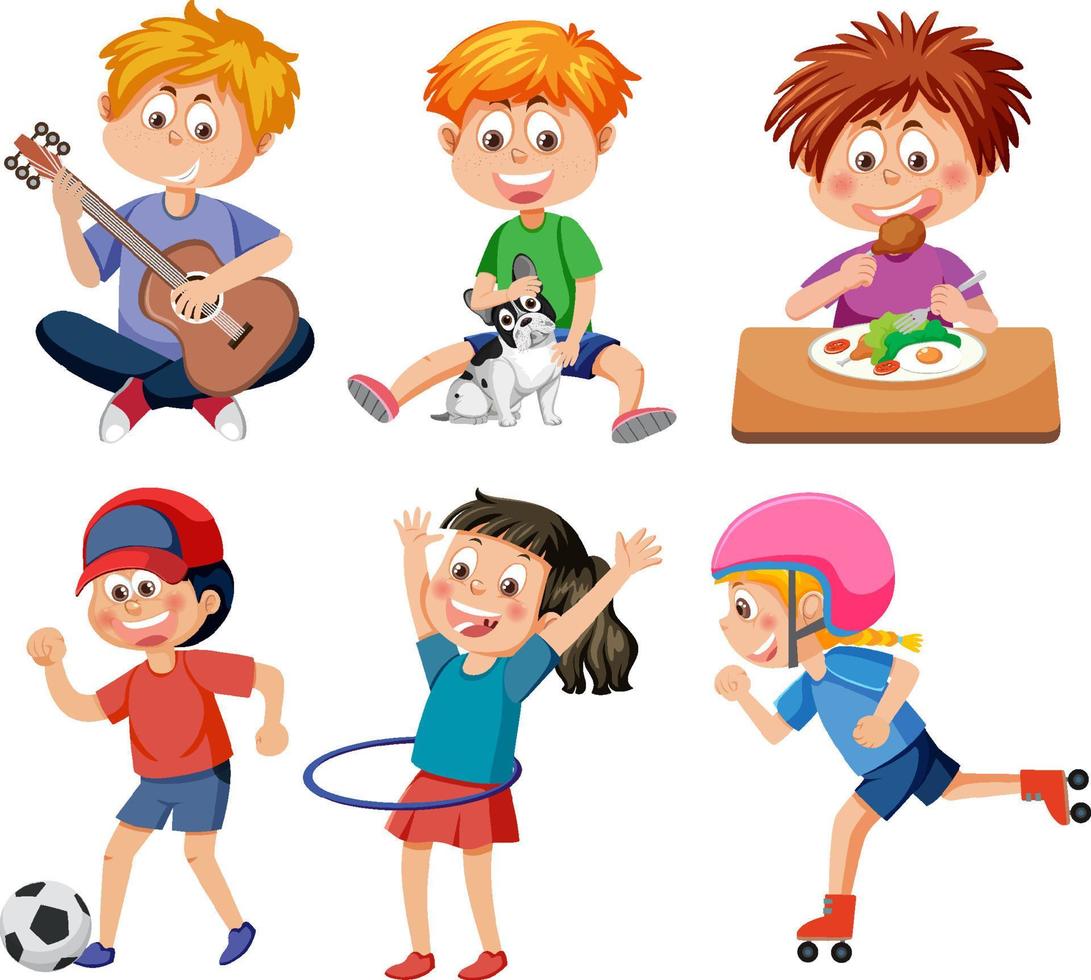 Children doing different activities set vector