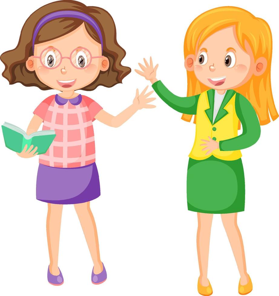 Two female teacher cartoon characters vector