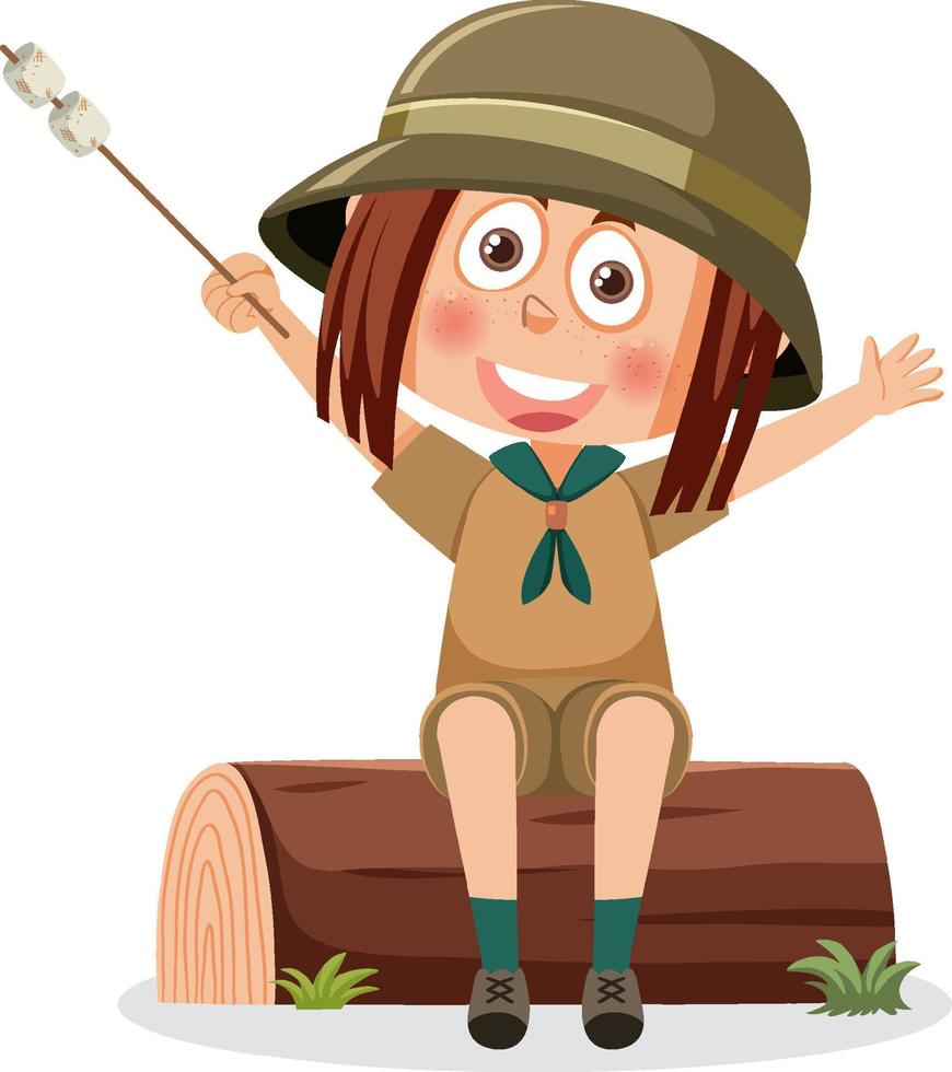 A girl wearing camping outfit vector