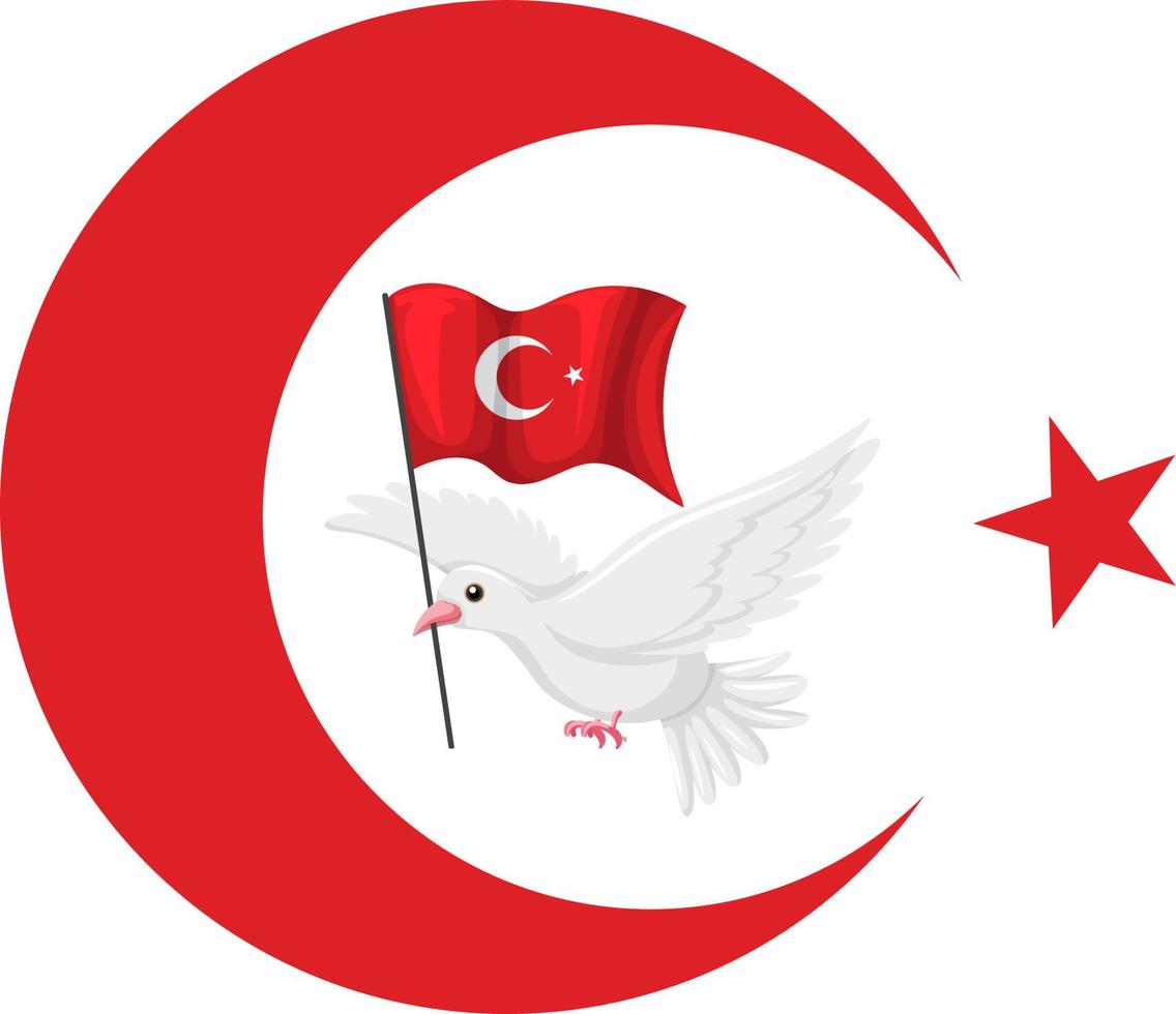 Flag of Turkey with crescent moon and star vector