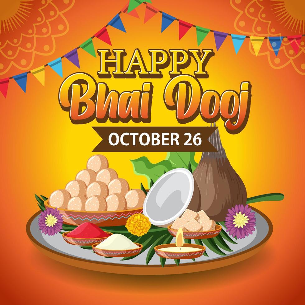 Happy Bhai Dooj day poster design vector