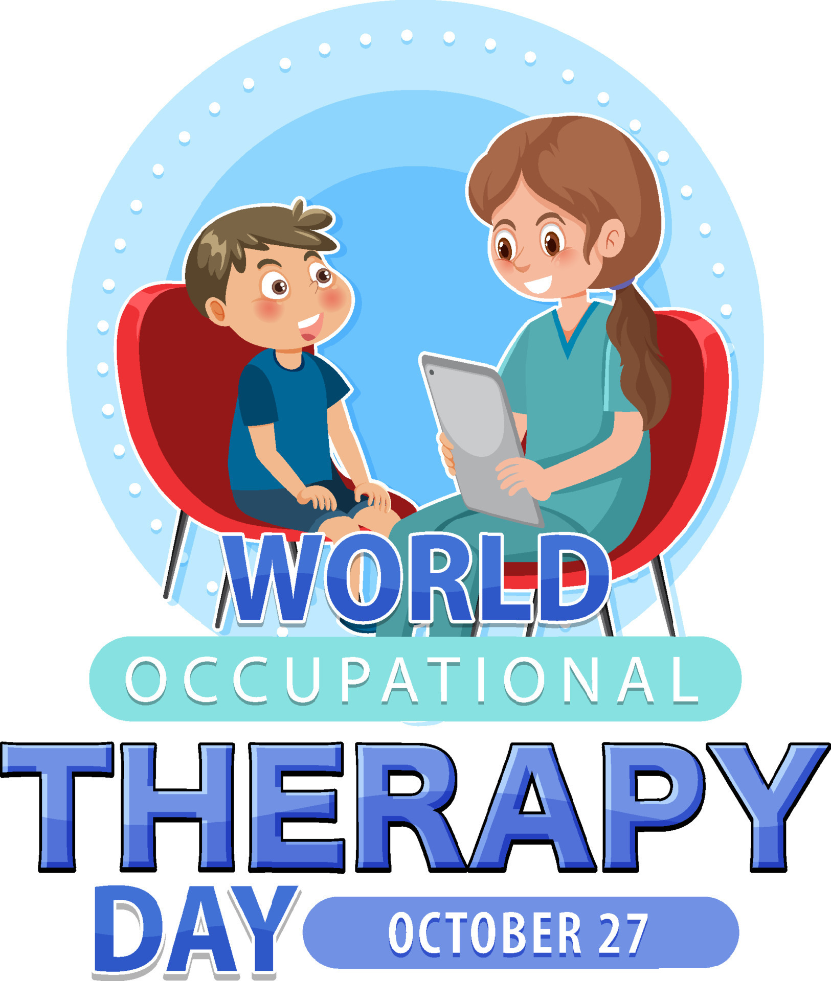 World occupational therapy day text banner design 12193110 Vector Art