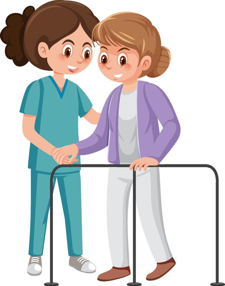 Nurse with patient cartoon character vector