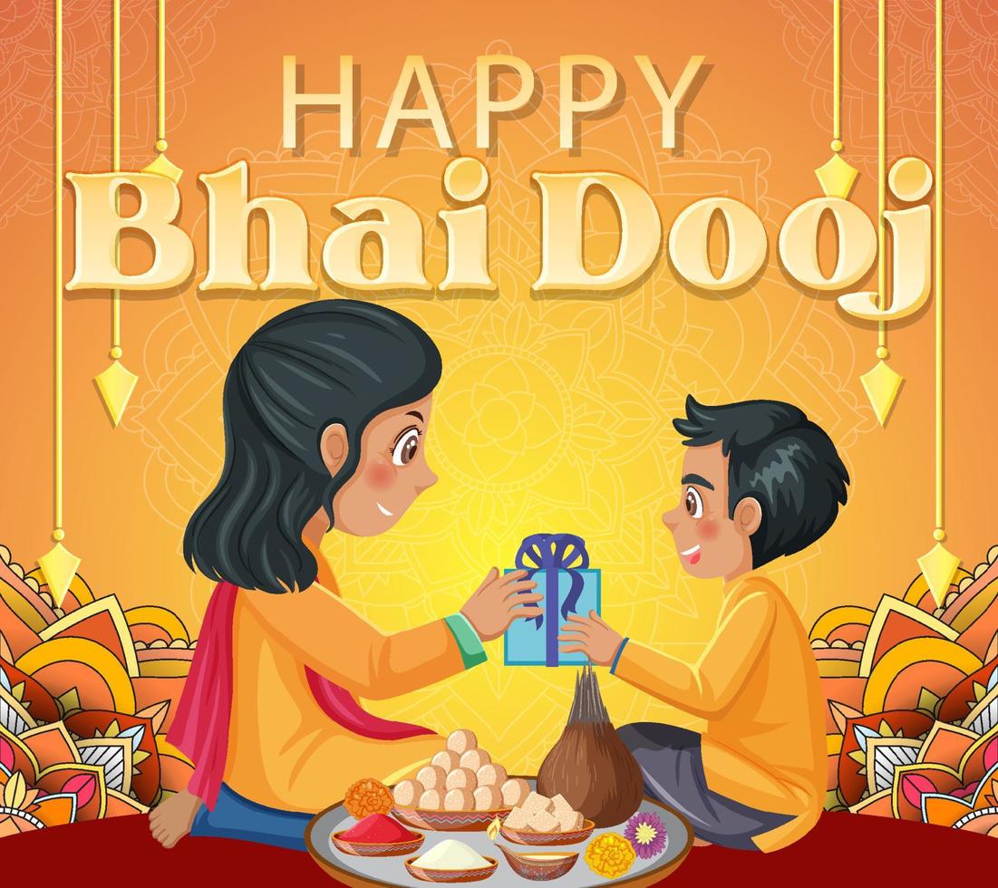 diseño de cartel feliz bhai dooj vector