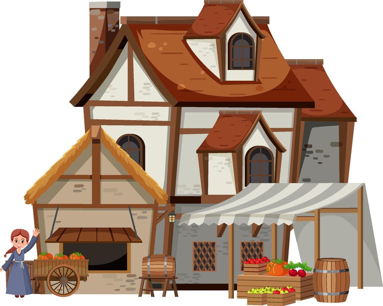 Medieval historical building in cartoon style vector