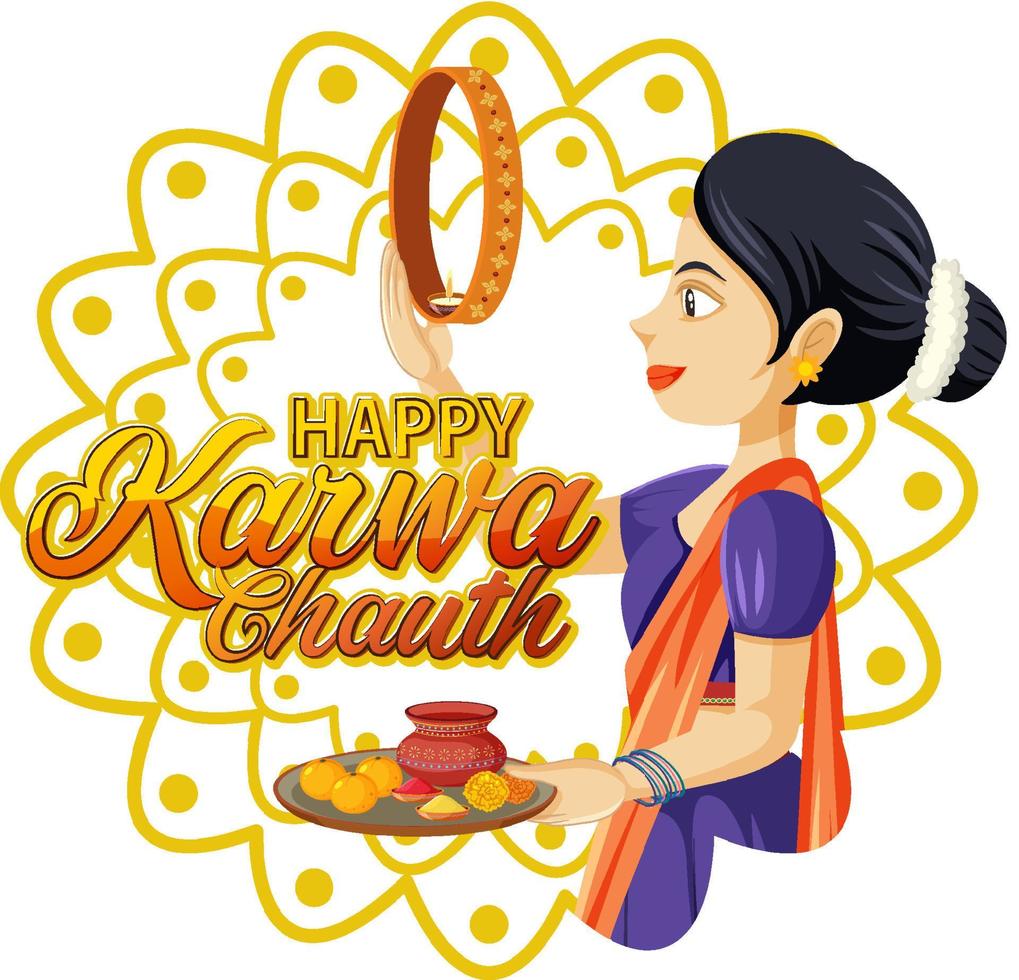 Happy Karwa Chauth poster design vector