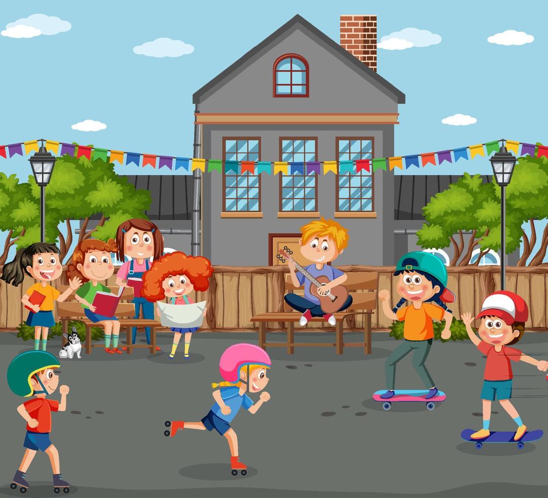 Children doing different activities vector