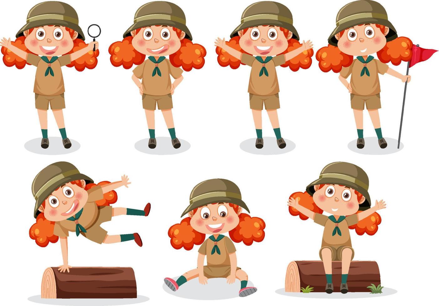 Children in camping outfit vector