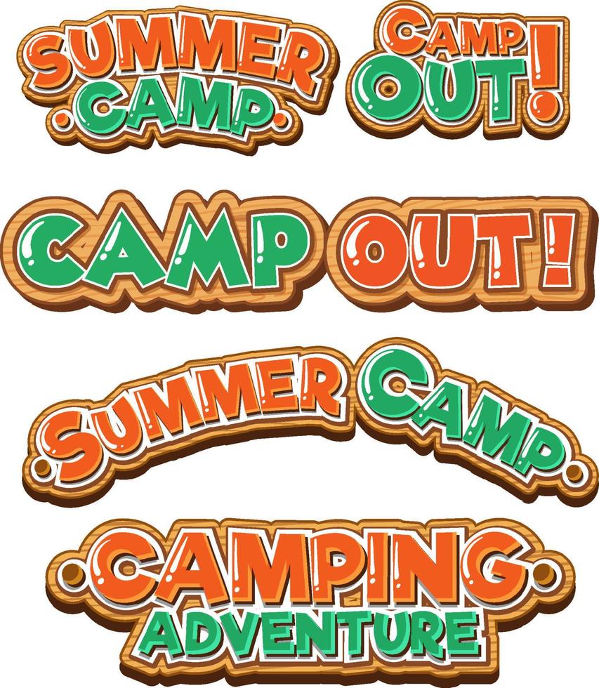 diseño de fuente para word sobre camping vector