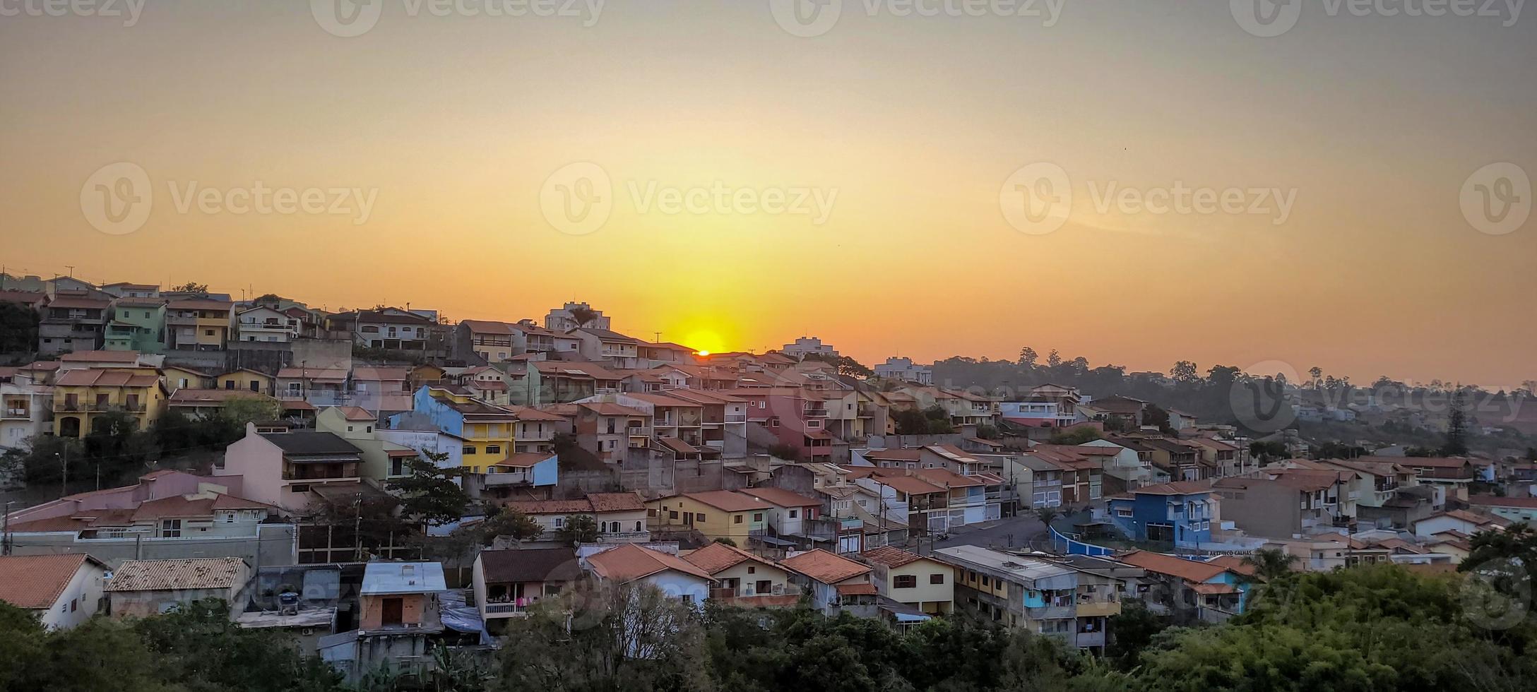 colorful sunset in the interior city with a view of the urban landscape of Brazil photo