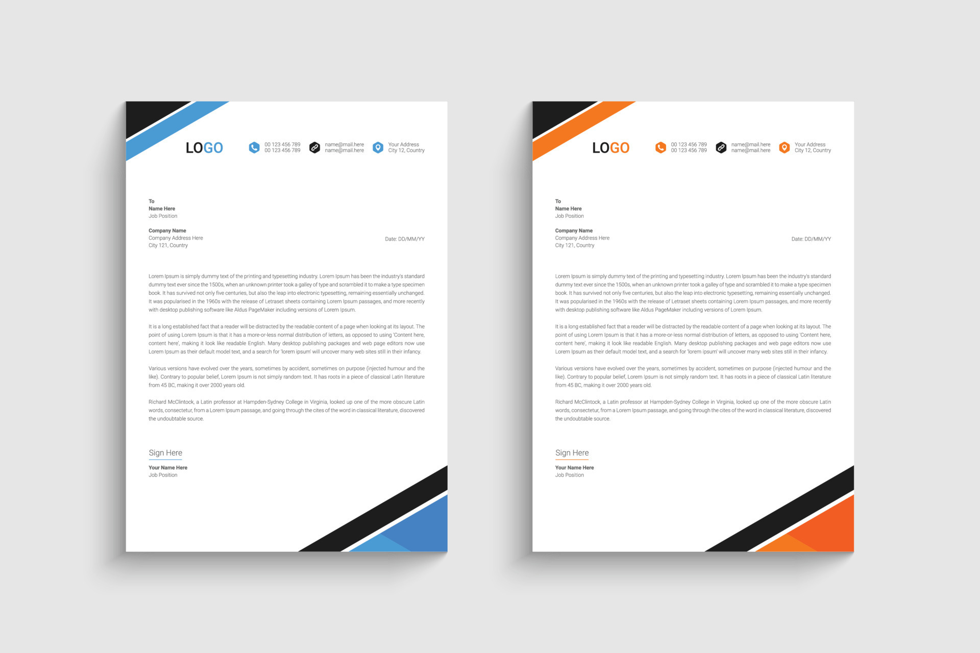 Letterhead Template Design With Two Colors 12193677 Vector Art At Vecteezy