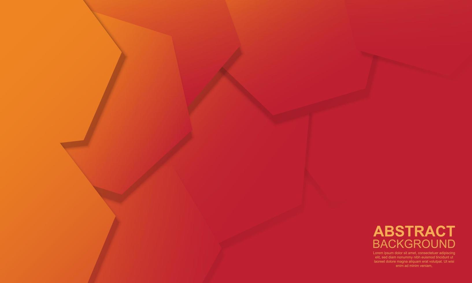 Gradient yellow and red hexagonal overlapping background. Abstract pattern background. vector